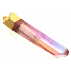 Rose Aura Quartz Electroplated Pendant 01